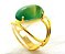 Anel Agata Verde Cabochão Oval Pequeno Dourado - Imagem 1