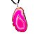 Colar Chapa de Ágata Rosa Pedra Natural Envolto Prateado - Imagem 5