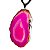 Colar Chapa de Ágata Rosa Pedra Natural Envolto Prateado - Imagem 7