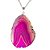 Colar Chapa de Ágata Rosa Pedra Natural Envolto Prateado - Imagem 1