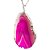 Colar Chapa de Ágata Rosa Pedra Natural Envolto Prateado - Imagem 2
