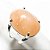 Anel Cabochão Oval Quartzo Morango Prateado Aro Ajustável - Imagem 1