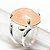 Anel Cabochão Oval Quartzo Morango Prateado Aro Ajustável - Imagem 2