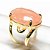 Anel Cabochão Oval Quartzo Morango Natural Dourado Aro Ajustável - Imagem 1