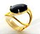 Anel Obsidiana Negra Cabochão Oval Pequeno Dourado - Imagem 1