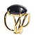 Anel Obsidiana Negra Cabochão Oval Pequeno Dourado - Imagem 3
