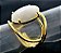 Anel Quartzo Leitoso Cabochão Oval Pequeno Dourado Ajustável - Imagem 2