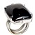 Anel Obsidiana Negra Retangular Natural  Prateado - Imagem 5