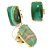 Anel Pedra Agata Verde Natural Retangular Dourado - Imagem 2