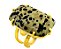Anel Jaspe Dalmata Retangular Dourado Ajustável - Imagem 1