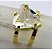 Anel Cristal Facetado Trillion Pedra Natural Garimpo Dourado - Imagem 1