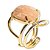 Anel Amazonita Pêssego Cabochão Oval Pequeno Dourado - Imagem 3