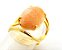 Anel Amazonita Pêssego Cabochão Oval Pequeno Dourado - Imagem 1