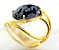Anel Obsidiana Flocos de Neve Cabochão Oval Pequeno Dourado - Imagem 1