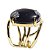 Anel Obsidiana Flocos de Neve Cabochão Oval Pequeno Dourado - Imagem 3