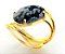 Anel Obsidiana Flocos de Neve Cabochão Oval Pequeno Dourado - Imagem 2