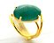 Anel Quartzo Verde Cabochão Oval Pequeno Dourado - Imagem 2