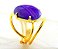 Anel Agata Lilas Cabochão Oval Pequeno  Dourado - Imagem 1