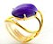 Anel Agata Lilas Cabochão Oval Pequeno  Dourado - Imagem 2