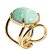 Anel Cabochão Oval Pequeno Amazonita Natural Dourado - Imagem 3