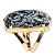 Anel Obsidiana Flocos Neve Retangular Dourado Aro Ajustavel - Imagem 4