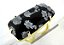 Anel Obsidiana Flocos Neve Retangular Dourado Aro Ajustavel - Imagem 1