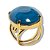 Anel Ágata Azul Cabochão Oval Pedra Natural Montagem Dourado - Imagem 5