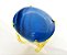 Anel Ágata Azul Cabochão Oval Pedra Natural Montagem Dourado - Imagem 1