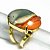 Anel Jaspe Policromo Cabochão Oval Pedra Natural Dourado - Imagem 2