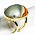Anel Jaspe Policromo Cabochão Oval Pedra Natural Dourado - Imagem 1
