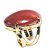 Anel Jaspe Vermelho Cabochão Oval Pedra Natural Dourado - Imagem 3