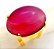 Anel Agata Rosa Cabochão Oval Pedra Natural Banho Dourado - Imagem 1