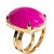 Anel Agata Rosa Cabochão Oval Pedra Natural Banho Dourado - Imagem 3