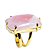Anel Quartzo Rosa Retangular Aro Ajustável Dourado - Imagem 3