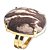 Anel Jaspe Brecha Cabochão Oval Pedra Natural Banho Dourado - Imagem 3