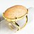 Anel Amazonita Rosa Cabochão Oval Pedra Natural Dourado - Imagem 1