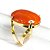 Anel Agata Cornalina Cabochão Oval Pedra Natural Dourado - Imagem 2
