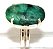 Anel Pedra Esmeralda Cabochão Oval Prata 950 Aro Ajustavel - Imagem 1