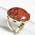 Anel Obsidiana Mahogany Oval Pedra Natural Dourado Ajustavel - Imagem 2