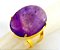 Anel Ametista Cabochão Oval Pedra Natural Dourado Ajustavel - Imagem 1