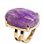 Anel Ametista Cabochão Oval Pedra Natural Dourado Ajustavel - Imagem 3