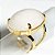 Anel Quartzo Leitoso Oval Pedra Natural Dourado Ajustavel - Imagem 1