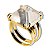 Anel Piramide Pedra Cristal Natural Dourado Aro Ajustavel - Imagem 7