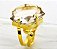 Anel Wicca Pentagrama Pedra Cristal Fumê Ajustável Dourado - Imagem 6