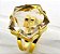 Anel Wicca Pentagrama Pedra Cristal Fumê Ajustável Dourado - Imagem 2