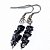Brinco Cascalho Obsidiana Negra Natural Anzol Prateado - Imagem 2