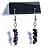 Brinco Cascalho Obsidiana Negra Natural Anzol Prateado - Imagem 1