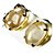 Brinco Cabochão Topinho Oval Pedra Cristal Natural Dourado - Imagem 1