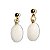 Brinco Cabochão Oval Quartzo Leitoso Natural Pino Dourado - Imagem 4