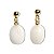 Brinco Cabochão Oval Quartzo Leitoso Natural Pino Dourado - Imagem 5